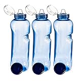 HDmirrorR Trinkflasche 3 x 1 L Wasserflasche Tritan BPA frei + 3 x Trinkdeckel Flip Top