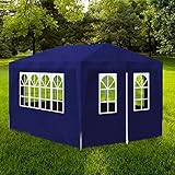 COHMIFY Partyzelt Festzelt Gartenpavillon Außenaktivitäten Zelt für Hochzeiten Grillpartys Festivals Usw Wasserfest und UV-beständig Klassischen und Eleganten Design Blau 400x300x255 cm