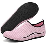 BARFULKER Badeschuhe Herren Damen Wasserschuhe Neopren Schwimmschuhe Strandschuhe Schnell Trocknend Aquaschuhe rutschfest Leicht BarfußSchuhe,Rosa 39 EU