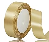 Satinband Gold 25mm, 22 Meters Dekoration Geschenkband breit Schleifenband, Stoffband für Hochzeit, Taufe und Geburtstag Geschenke