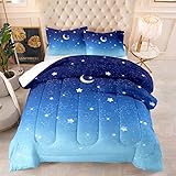 Bettdecke Blauer Stern Bettdecke Winter Mikrofaser Duvet Waschbar Bettdecken Alle Saison Steppbett Atmungsaktiv Steppdecke Leichtgewicht Quilt Decke Bett+2 Kissenbezug (50x75cm) 200x200cm