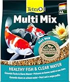 Tetra Pond Multi Mix - Fischfutter für gemischten Besatz im Teich, enthält vier verschiedenen Futtersorten (Flockenfutter, Futtersticks, Gammarus, Wafer), 4 L Beutel