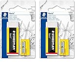 STAEDTLER Radiergummi und Spitzer Set Noris, geringe Krümelbildung, phthalat- und latexfrei, für normale Stifte bis 8,2 mm Ø, Radierer und Spitzer auf Blisterkarte, 526 N-S1BK (Packung mit 2)
