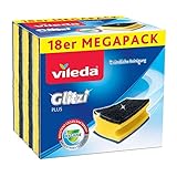 Vileda Glitzi Plus Topfreiniger, Spülschwamm für die Küche, Schwamm mit antibakterieller Wirkung, saugstark, 18er Pack