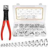 JAYZUUM 160PCS Einohr-Schlauchschellen aus Edelstahl mit Schlauchklemmzange – 14 Größen (5.3-33.1mm) | Robuste Klemmschellen für Schläuche