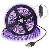 Schwarzlicht led strip 2M 3528 120LED UV Bar Stromversorgung über USB, 395nm Schwarzlichteffekt Licht Bühnenbeleuchtung, für Weihnachten Halloween Party Karneval Disco Ballsaal