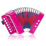 Akkordeon,Horse Akkordeon 10 Tasten Musikinstrumente Leicht und Umweltfreundlich (Rosarot)