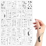 Tattoo Aufkleber, 30 Blätter 150+ Stück Fake Tattoos, Temporäre Tattoos, Erwachsene und Kinder 3D Wasserdicht Tattoosticker, Enthält Schmetterlinge, Blumen, Liebe, Männer und Frauen anwendbar