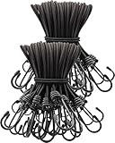 WMZOBH Spanngummi mit Haken 100 Stück - Expander mit Haken 20 cm - Multifunktional Planenspanner Gummispanner mit Haken für Camping Planen, Anhängerplane, Poolabdeckung (Schwarz)