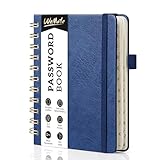 WEMATE Spiral Passwort buch mit alphabetischen Tabs, kleines Passwortbuch für Senioren, Internet-Passwort-Notizbuch Hardcover Passwort Manager Journal Logbuch A6 – 12 x 15 cm (Marineblau)