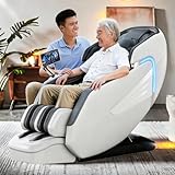 KJYUN Intelligenter 4D-Massagesessel mit Schwerelosigkeit, Ganzkörper-Dehnung und Einstellbarer Luftmassage(White)