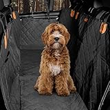 Hainberger Hundedecke Auto Rückbank Wasserabweisende Kratzfeste Autodecke für Hunde wasserdichte rutschfeste Autoschondecke mit Seitenschutz und Sichtfenster, 4-in-1 Rücksitzschoner 137x147 cm