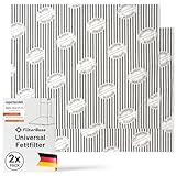 FilterBase® Universal Fettfilter Dunstabzugshaube | 2er Pack | Fett Filter Sättingungsanzeige, Flachfilter für Dunstabzug, Abzugshaube | Kein Aktivkohlefilter, Filtermatte zuschneidbar 57x47 cm