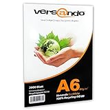 versando 2.000 Blatt Recyclingpapier DIN A6 EcoWhite 80g Kopierpapier Druckerpapier Öko Umweltpapier Rezeptpapier (110 x 220 mm)