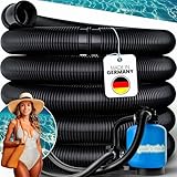 poolomio® Poolschlauch 32mm / 6m Schwarz | Flexibler Solarschlauch für Poolpumpe, Poolheizung & Solarmatte | Druckstabiler 1 1/4 Zoll Pumpenschlauch UV-Beständig | Saugschlauch Made in Germany
