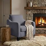 XH.Easy Go Sessel Wohnzimmer, Modern Ohrensessel mit Armlehnen Dickem Kissen,Polsterter Leinenstoff-Single-Sofa für kleine Räume, Bequemer Sessel Schlafzimmer, Wohnung, Dunkelgrau
