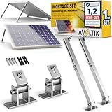 Avoltik Solarpanel Halterung I Solarmodul-Halterung Balkonkraftwerk aus Aluminium I Solarmodul Aufständerung mit verstellbarem Winkel 15°-30° für Dach, Balkon & Boden I Halterung für Solarmodule