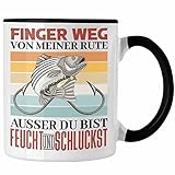 Trendation - Versauter Angler Spruch Tasse Geschenk Männer Angeln Fischer Geschenkidee (Schwarz)