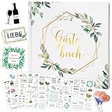 BOFUNX Gästebuch Hochzeit zum ausfüllen Vintage Hochzeitsgästebuch 60 blanko Seiten + 8 Blätter Aufkleber für Hochzeit Polterabend Geburtstag Kommunion Konfirmation Taufe Firmung Eukalytpus