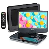 SUNPIN 12,5 Zoll Tragbarer DVD Player mit 10,5 Zoll HD Schwenkbaren Bildschirm, Stereo-Lautsprecher&Dual-Kopfhörer-Buchse, Unterstützung Sync TV/USB/SD-Karte, Auto Kopfstütze Halterung, Schwarz