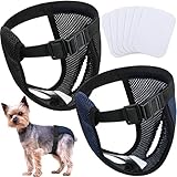 2 Pack Hündinnen Läufigkeitshose Waschbare Schutzhöschen Wiederverwendbare Hundewindeln Hundehose mit 6 Damenbinde Verstellbare Schutzhose, für Weibchen Hunde Läufigkeit Schwarz und Blau (S)