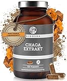 QIDOSHA® Chaga Extrakt Kapseln hochdosiert, 120 Stk im Glas (kein Plastik), 1000 mg Schiefer Schillerporling Extrakt pro Tagesdosis, Chaga Pilz Kapseln hochdosiert, aus Wildsammlung von Birken