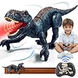 Sunrad Kinder Ferngesteuertes Dinosaurier Spielzeug,Elektronik T-Rex Dino Spielzeug mit Spray, Licht,Brüllen,Realistische Gehbewegungen,Geschenk für Jungen und Mädchen