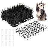 KNJOMZIE Dornengitter Gegen Katzen, 15 Stück Katzenabwehr Matte 20x15cm mit 15 U-förmigen Erdankern, Katzenschreck Garten, Anti Katzen Abwehrmatte für Außenbereich