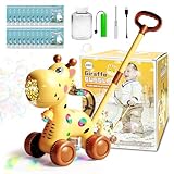 Automatische Seifenblasenmaschine, Seifenblasen Rasenmäher für Kinder, Wiederaufladbar Giraffe Bubble Machine, mit Licht Rasenmäher Outdoor Spielzeug für Kinder