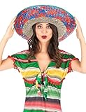 DEGUISE TOI Mexikanischer Sombrero für Erwachsene mit Krempe in Rot und Blau - Bunt