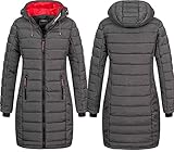 Geographical Norway Damen Winter Jacke Stepp Mantel Parka Lange Steppjacke Winterparka, Farbe:Anthrazit, Größe:XXL 44