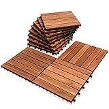 Joparri Terrassenfliesen 11er Klickfliesen Holzfliesen 30 x 30 cm bodenfliesen aus Akazienholz, 1m² Holz Akazie, geeignet Platten Balkon Fliesen Garten, Braun