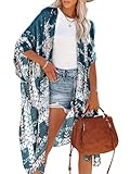 breezy lane Damen Kimono Bikini Cover Up Strickjacke Sommer Blumenmuster Strandkleid Lässige Badebekleidung Cardigan für den Urlaub