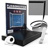 Fliegengitter Fenster [130x150cm + Schneidewerkzeug] Insektenschutz mit Klettband – Moskitonetz, Mückennetz, Fliegennetz zum Kleben – Einfache Montage ohne Bohren – Zuschneidbar für alle Fenster