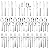 Homikit Besteck Set 12 Personen, Edelstahl Poliert Besteckset 60-teilig, Elegantes Essbesteck mit Messer Gabel Löffel, Tafelbesteck für Hause Küche Restaurant, Gesund, Spülmaschinenfest