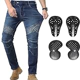 CTBQiTom Herren Motorrad Jeans Motorrad Hosen Schutz Motorradhose mit Abnehmbarer CE Rüstung,Blau,L=34W/30L