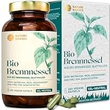 Bio Brennnessel - 180 Kapseln hochdosiert / 900 mg hochwertiges & reines Bio Brennnesselblattpulver pro Tagesdosis/Vegan, Zertifiziert & Nachhaltig im Glas