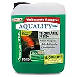 AQUALITY TeichKlärer Speed+ 3in1 (Entfernt Trübungen, bindet Schwebstoffe im Gartenteich - Nachhaltige Wirkung, kristallklares Teichwasser - Teichklar), Inhalt:5 Liter