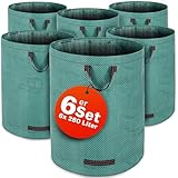 GARDEBRUK® Gartenabfallsack 6x280 Liter 50 kg Belastbarkeit doppelte Nähte 3 stabile Griffe robust abwaschbar Garten Rasensack Gartentasche Laubsack