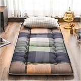 Japanische Futonmatratze tragbare rollbare Boden Gästebett weiche Matte Camping Schlafkissen beige 90 x 200 cm