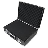 HMF 14501-02 Alu Fotokoffer, Waffenkoffer mit Rasterschaumstoff | 46 x 33 x 15 cm | Schwarz