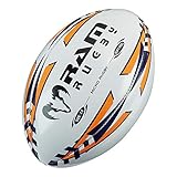 Ram Rugby Ball Rugbyball, Micro-Softfeel Größe 2,5 – perfekter Starterball, geeignet für Kinder im Alter von 2–5 Jahren, Marineblau / Fluoro Orange