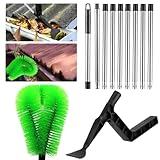 390cm Dachrinnenreiniger Dachrinnenbürste und Reinigungslöffel Schaufel 2 in 1， DachrinnenReinigungsbüRste，Dachrinnenreinigungsbürste mit Teleskopstange für Blättern Fenstern Fallrohrdächern
