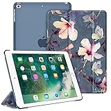 Fintie Hülle für Pad 9.7 Zoll 2018 2017 / iPad Air 2 (2014) / iPad Air (2013) - Ultradünn Schutzhülle mit transparenter Rückseite Abdeckung Cover mit Auto Schlaf/Wach Funktion, Hibiskus