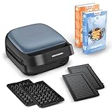 Tefal Snack Collection Sandwich- und Waffeleisen, 700 W, 2 mitgelieferte abnehmbare Plattensets, Antihaftbeschichtung, platzsparend, inkl. Rezeptbücher, Schwarz/Blau, SW8674F0