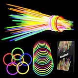 Prtoworior Knicklichter Leuchtstäbe - 100 Knicklichter Party Set für Kinder mit 100 Verbinder Armbänder Halsketten für Party Deko Hochzeiten Silvester Feuerwerk Party