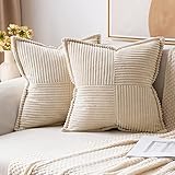 MIULEE 2er Set Kordsamt Kissenbezüge Samtkissen Weich Dekokissen Dekorativ Kissenbezug Modern Kissenhülle Sofakissen Zierkissen Couchkissen für Wohnzimmer Schlafzimmer Creme 40x40 cm