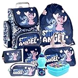 Stitch und Angel 8 Teile Set Schulranzen Ranzen Federmappe Tasche Tornister Sporttasche mit Sticker-von-Kids4shop