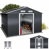 GARDEBRUK® XXXL Metall Gerätehaus 8m² mit Fundament 315x260x180cm Schiebetür Anthrazit Geräteschuppen Gartenhaus 15m³