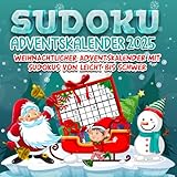 Sudoku Adventskalender 2025: Weihnachtlicher Rätselkalender jeden Tag mit 3 Sudokus von leicht bis schwer